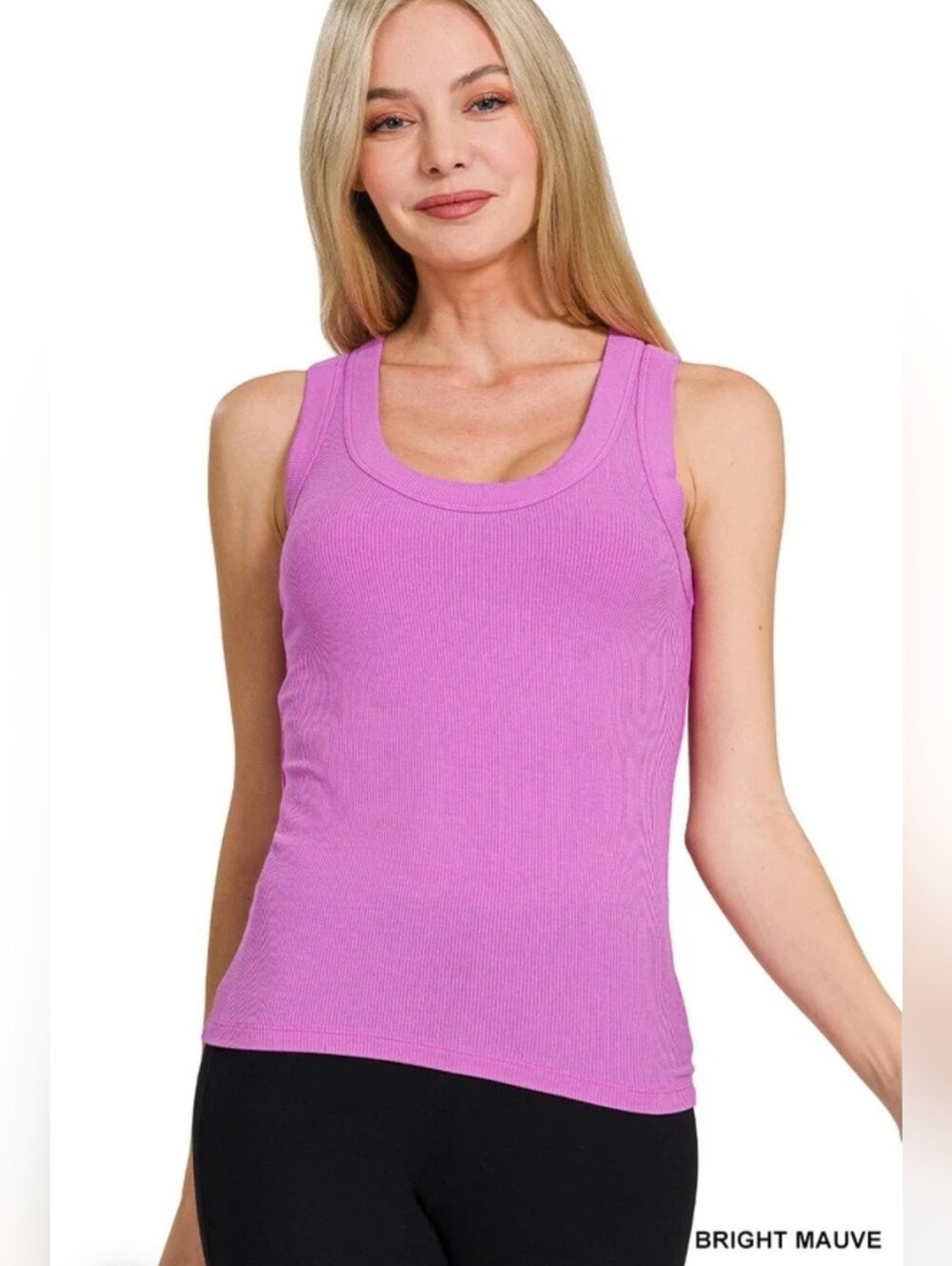 💜NWT Zenana "The Essential Tank" in "Purple" or "Bright Mauve" Rayon/Spandex XL
